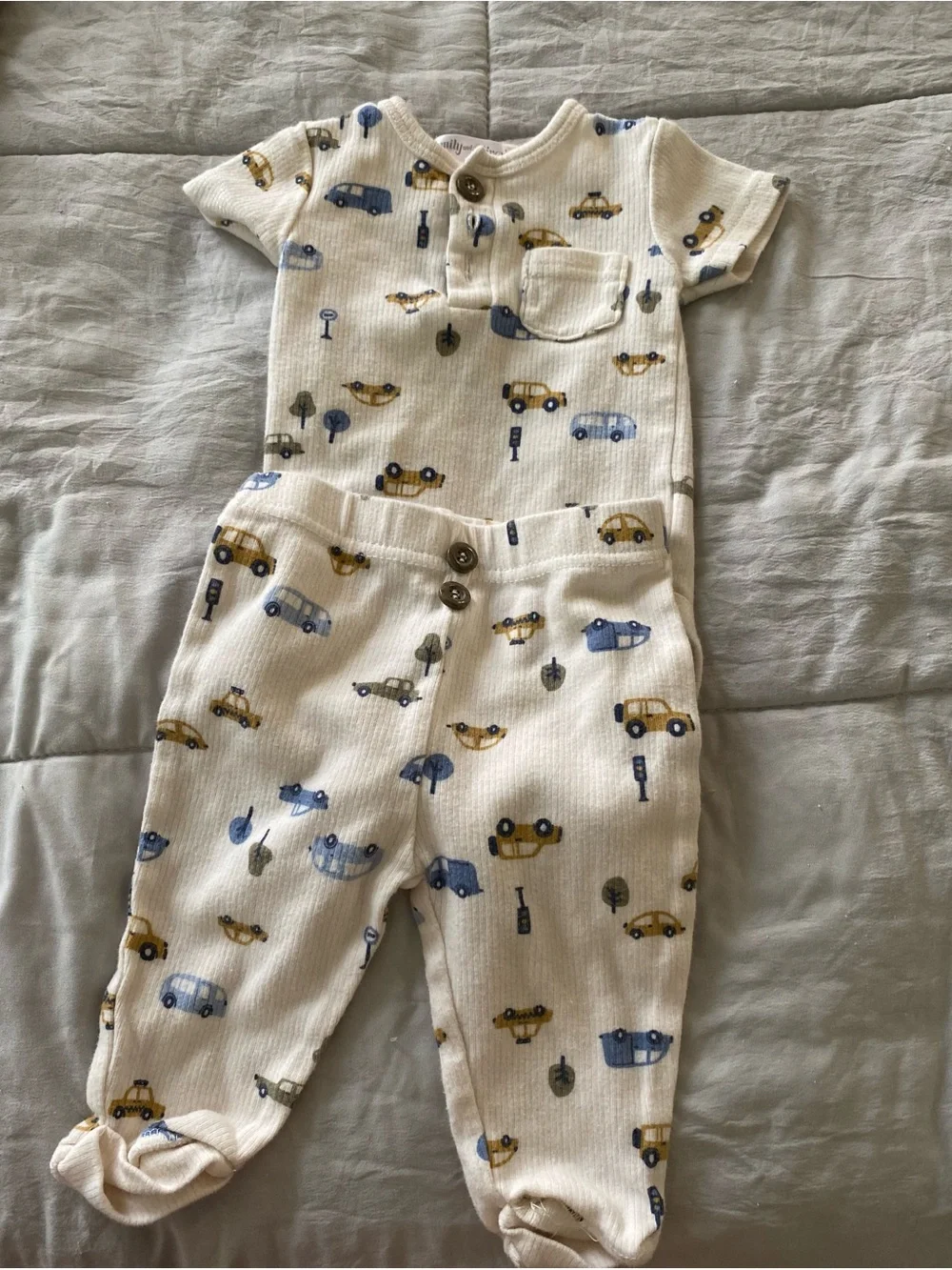 Calvin Klein Navy & White Striped Baby Onesie with Mixed Neutral Baby Clothing
